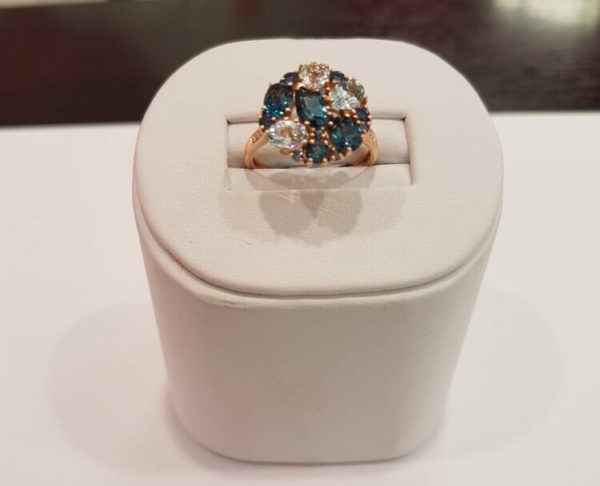 BAGUE OR ROSE 750MM TOPAZES ET DIAMANTS 4170139