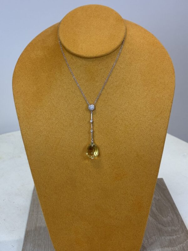 Collier or blanc 750mm quartz lemon sur diamant 43000016
